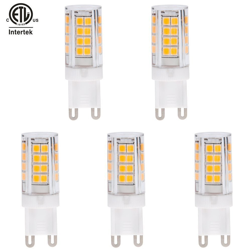 AC100-130V, ETL-Listed Dimmable T4 G9 LED Bulb, 3.5 Watts, 35W Equivalent, 5-Pack